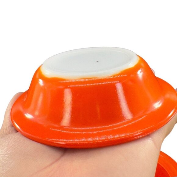 1960s Red Glass Dish Bowl Set 6 Kitchenware Painted Bowls Dishes Unmarked VTG - Picture 4 of 12